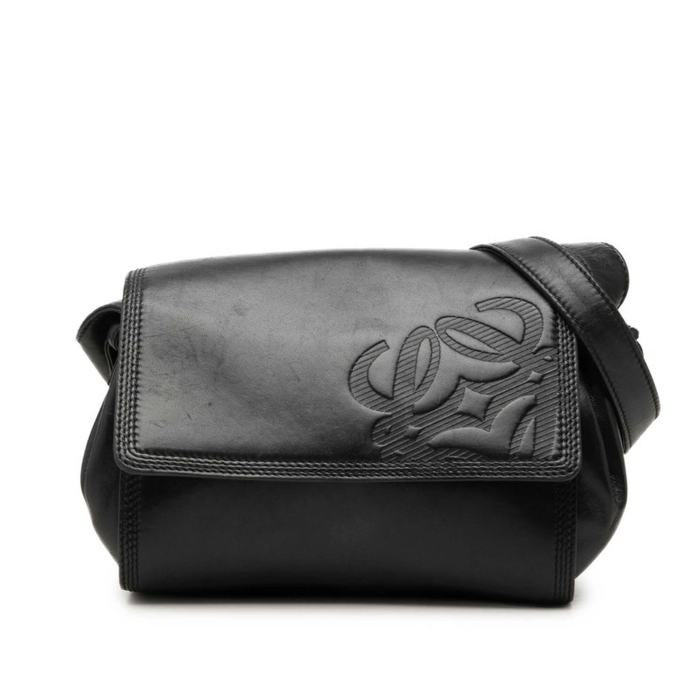 Loewe Anagram Crossbody Shoulder Bag, Black Leather, Women's LOEWE